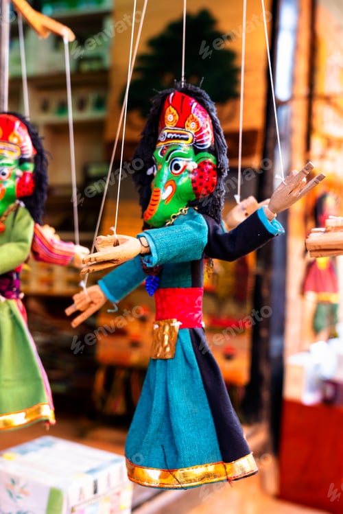 Preview: Colorful Marionettes For Sale On The Streets Of Kathmandu, Nepal