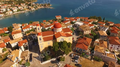 Preview: Aerial Bird'S Eye View Photo Taken By Drone From Picturesque Fishing Village Of Galaxidi With