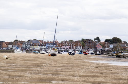 Preview: Wells Next The Sea Town And Boats At Low Tide