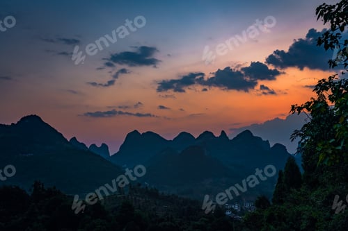 Preview: Xianggong Hill Viewpoint View Of Beautiful Green, Lush And Dense Karst Mountain Landscape At