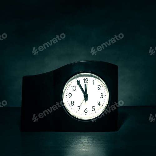 Preview: Clock In The Dark Room With Display Almost Midnight