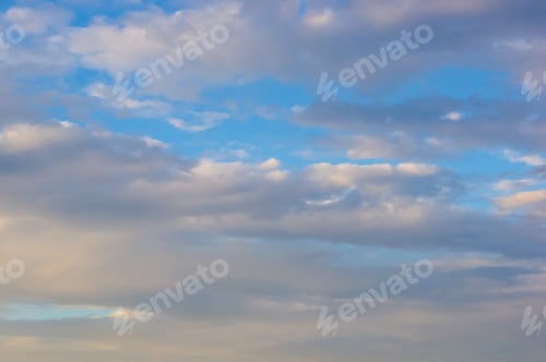 Preview: White And Pink Clouds With Sun Rays In The Blue Summer Sky