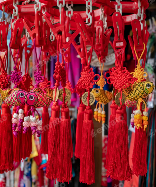 Preview: Colorful Souvenirs At Hoi An Market, Vietnam. Translation Text On The Medals : Wishes Of Health And
