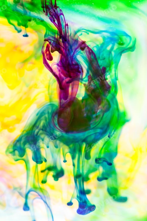 Preview: Abstract Composition With Ink And Small Bubbles. Beautiful Background, Texture And Colors