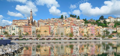Preview: Panoramic View Of Menton At French Riviera,South Of France