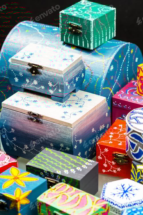 Preview: Painted, Wooden Small Boxes For Multiple Purposes