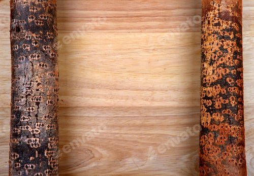 Preview: Two Logs On The Wooden Background