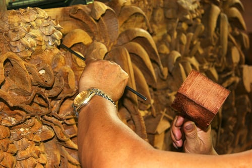 Skilled Factory Worker Concentrated To Wood Work