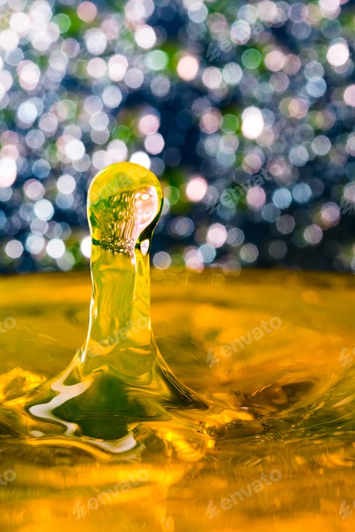 Preview: Abstract, Colorful Composition With Small Bokeh Lights, Water Drops And Water Texture. Can Be Used