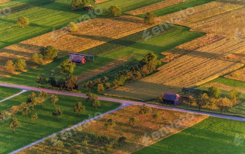 Preview: Slovenian Countryside And Farmlands At Sunset