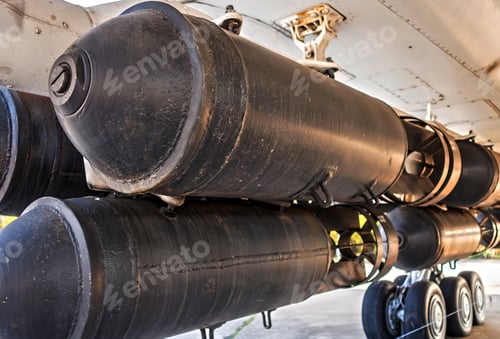 Preview: Bombs Mounted On Port Side Wing Of Bomber Long Range Aviation Parked At The Air Base