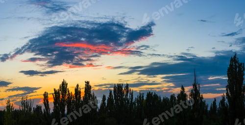 Preview: Landscape With Dramatic Light - Beautiful Golden Sunset With Saturated Sky And Clouds.