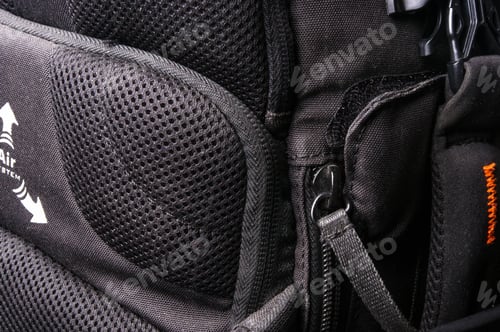 Preview: Closeup Of A Pockets And Fittings In The Black Photo Backpack