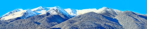 Preview: Winter Travel Vacation Panoramic Background With Mountain Snow Peaks Landscape, Pirin, Bulgaria
