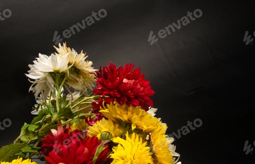 Preview: Bouquet Of Colorful Autumn Flowers On A Black Background