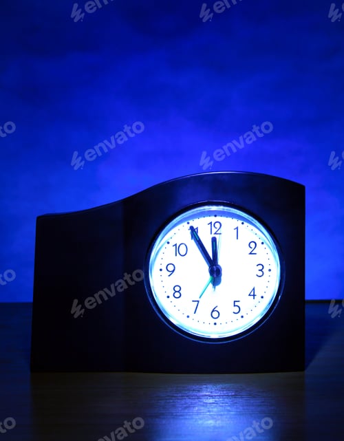 Preview: Toned Photo Of The Clock In The Dark Room Closeup