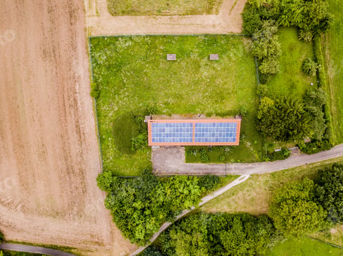 Preview: Aerial View Of Solar Roof In Rural Area