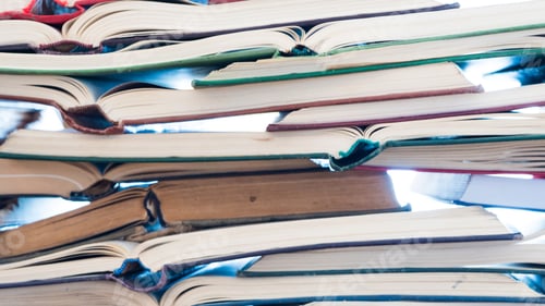 Preview: Stack Of Open Books. Library, Literature, Education Information Learning Reading Concept. Light Of
