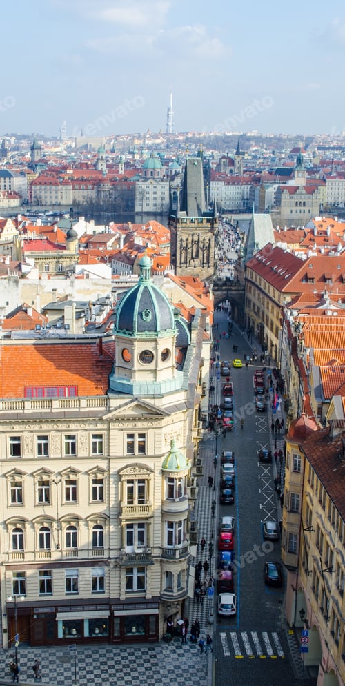 Preview: Aerial View Of The Street Leading To The Charles Bridge In Prague.