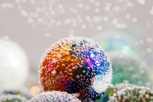 Preview: Abstract Underwater Composition With Colorful Glass Balls, Bubbles And Light