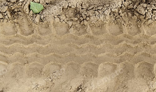Preview: Footprints On Wheels In The Sand In Nature, Off-Road Detail