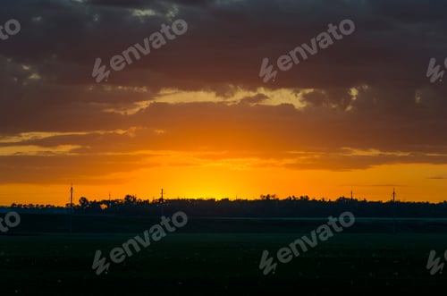 Preview: Landscape With A Siluette Of Trees And Sunset