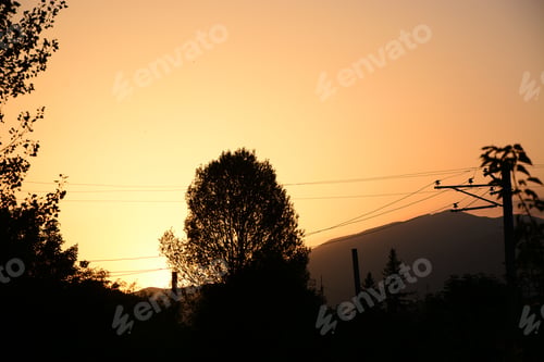 Preview: Sunset Landscape With Silhouettes