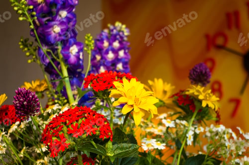 Preview: A Bouquet Of Bright Spring Flowers Of Various Types