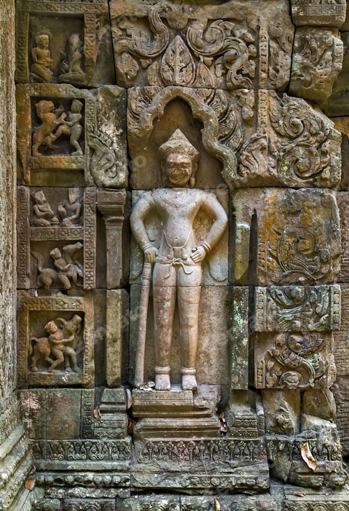 Preview: Dancing Apsara Decoration Stone Carving On The Wall Of Angkor Wat, Seam Reap, Cambodia - Cambodian