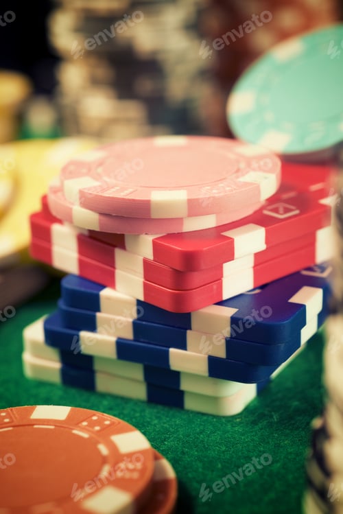Preview: View Of Casino Chips In A Casino.