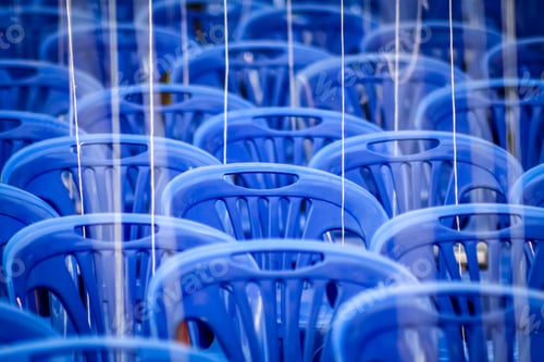 Preview: Empty Chairs Awaiting Pilgrims Coming For A Buddhist Festival Near Bangkok, Thailand