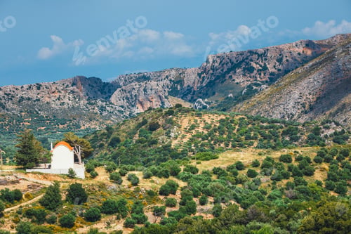 Preview: Mountain Landscape With Small Church On Crete Island, Greece