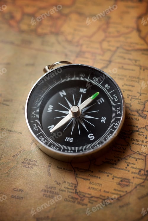 Preview: Vintage Compass And Old Navigation Map.