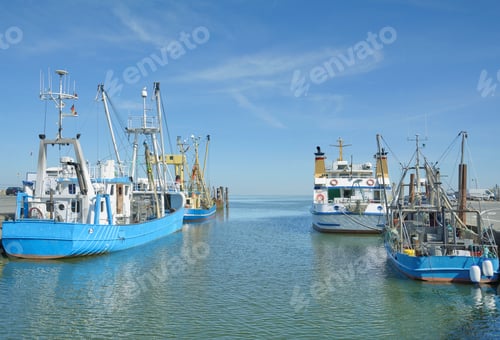 Preview: Harbor Of Strucklahnungshoern On Nordstrand Peninsula In North Frisia,Schleswig-Holstein,Germany