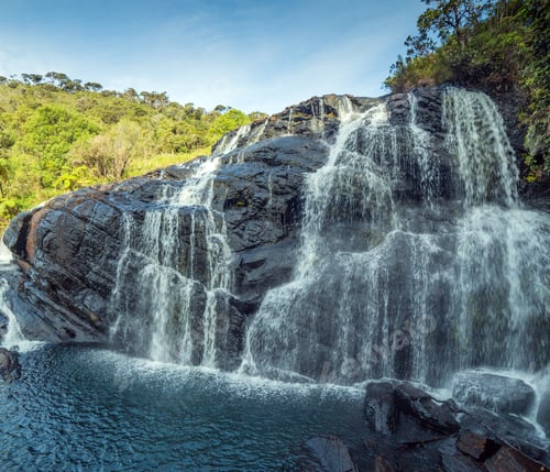 Preview: Bakeras Fall Waterfall Mountain Landscape Horton Plains National Park Sri Lanka.