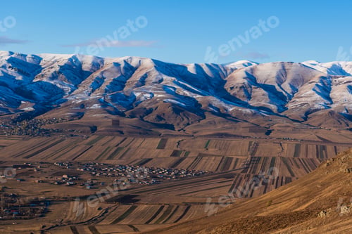 Preview: Amazing Snowy Mountain Landscape With Settlements, Armenia
