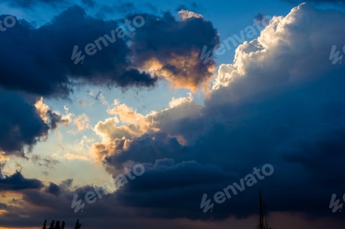 Preview: Landscape With Dramatic Light - Beautiful Golden Sunset With Saturated Sky And Clouds.