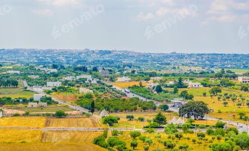 Preview: View Of Countryside In Puglia Region Dominated By Martina Franca Town