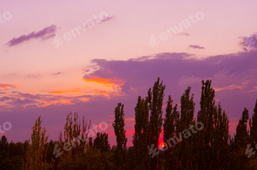Preview: Landscape With Dramatic Light - Beautiful Golden Sunset With Saturated Sky And Clouds.