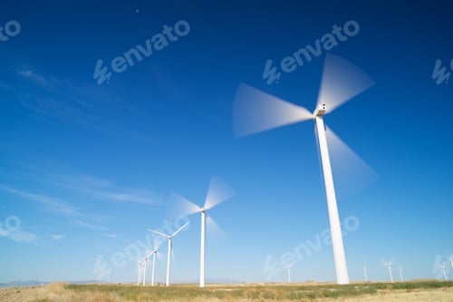 Preview: Windmills For Electric Power Production, Zaragoza Province, Aragon In Spain.