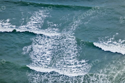 Preview: Aerial View Over The Ocean Waves At The Southern Coast Of Iceland