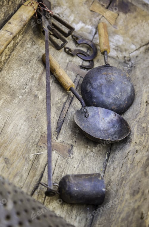 Preview: Antique Kitchen Tools, Detail Of Cooking Objects
