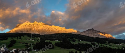 Preview: Heiligkreuzkofel In The Alpenglow, Fanes-Group, Dolomites, South Tyrol, Italy