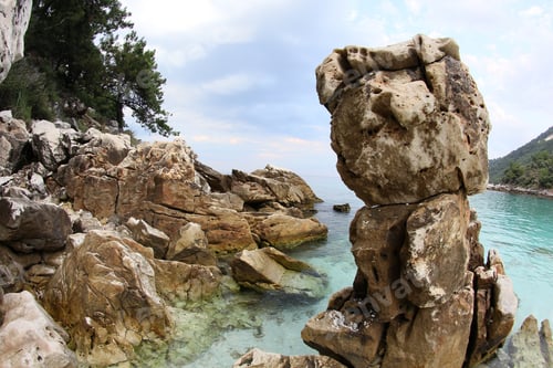 Preview: Saliara Beach (Called Marble Beach), Beautiful White Beach In Thassos Island, Greece. Water And