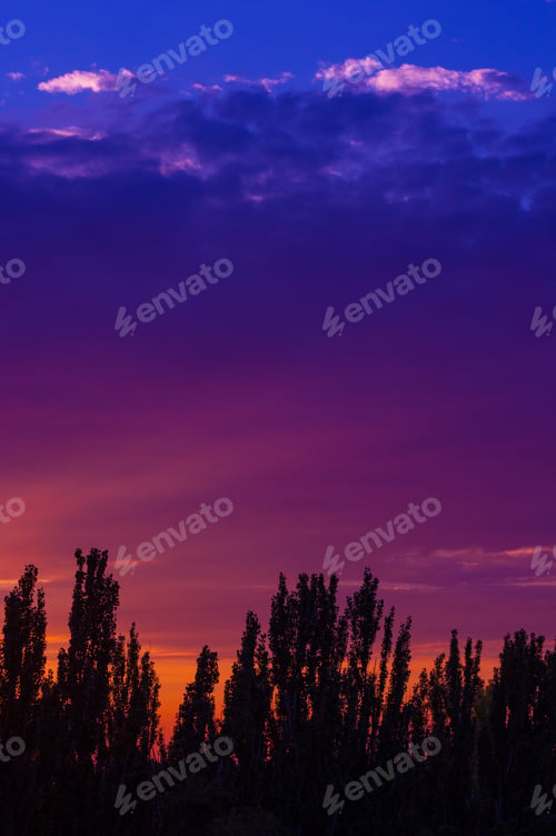 Preview: Landscape With Dramatic Light - Beautiful Golden Sunset With Saturated Sky And Clouds.
