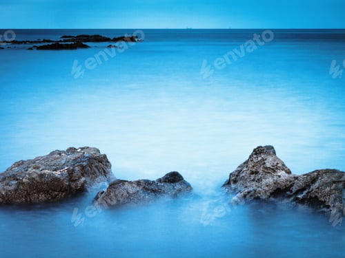 Preview: Rocky Coastline With Motion Blurred Water In The Strait Of Gibraltar, Spain