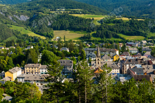 Preview: Barcelonnette Town Within Ubaye Valley Of The Alps Haute Provence In Provence Of France, Europe