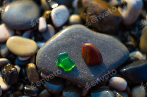 Preview: Pebble Stones On The Sea Beach, The Rolling Waves Of The Sea With Foam