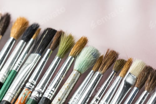 Preview: Set Of Different Paintbrushes With White Background