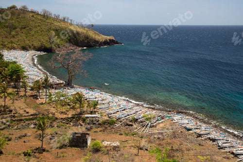 Preview: Typical Indonesian Fishing Boats Resting On The High Water Line Of The Beach